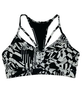 GYMSHARK Power Sports Bra Black and White Abstract Small